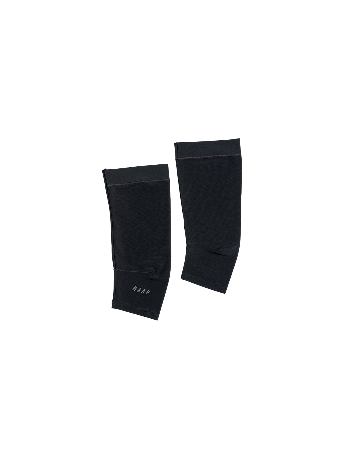 Calentadores de rodilla MAAP Base Knee Warmers en Black, producto plano sobre fondo #Color_Black