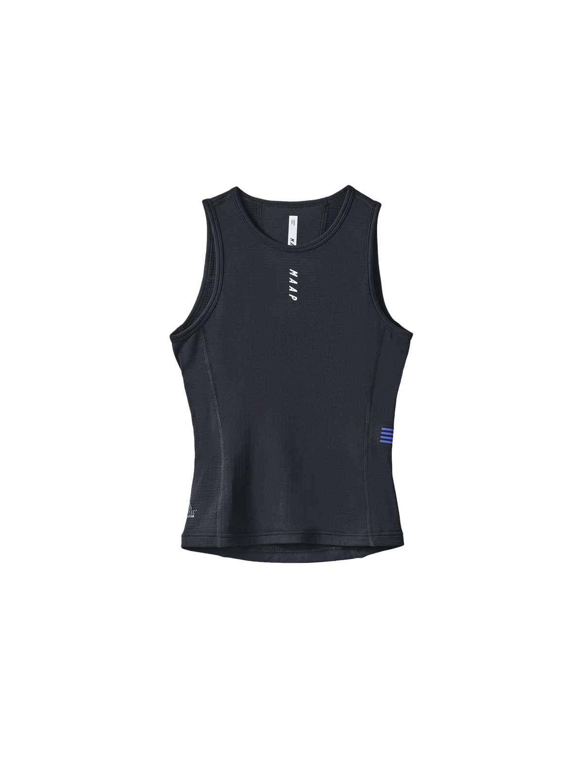 Camiseta interior de mujer MAAP Thermal Base Layer Vest en Black, producto plano sobre fondo #Color_Black