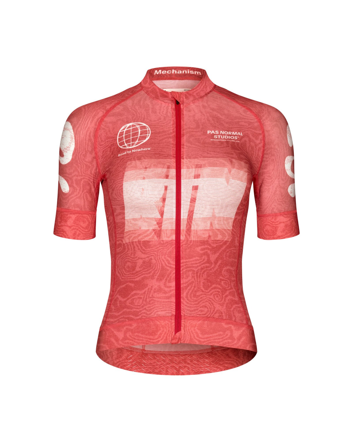 Maillot Corto Mujer Pas Normal Studios Mechanism Logo en AOP RTN Classic red, bodegón frontal #Color_AOP RTN Classic red