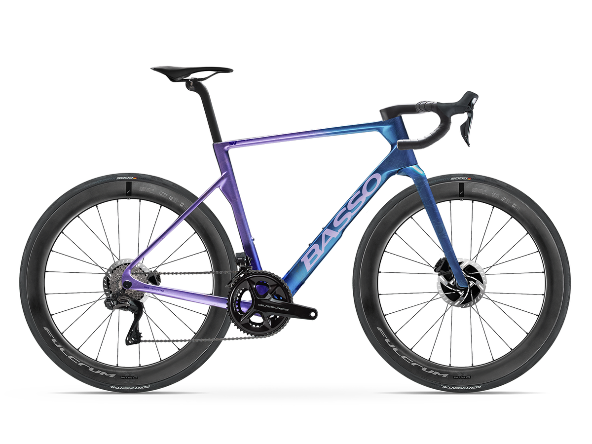 Bicicleta Basso SV Shimano Dura-Ace Di2 con ruedas Fulcrum Wind 57 — color Supernova