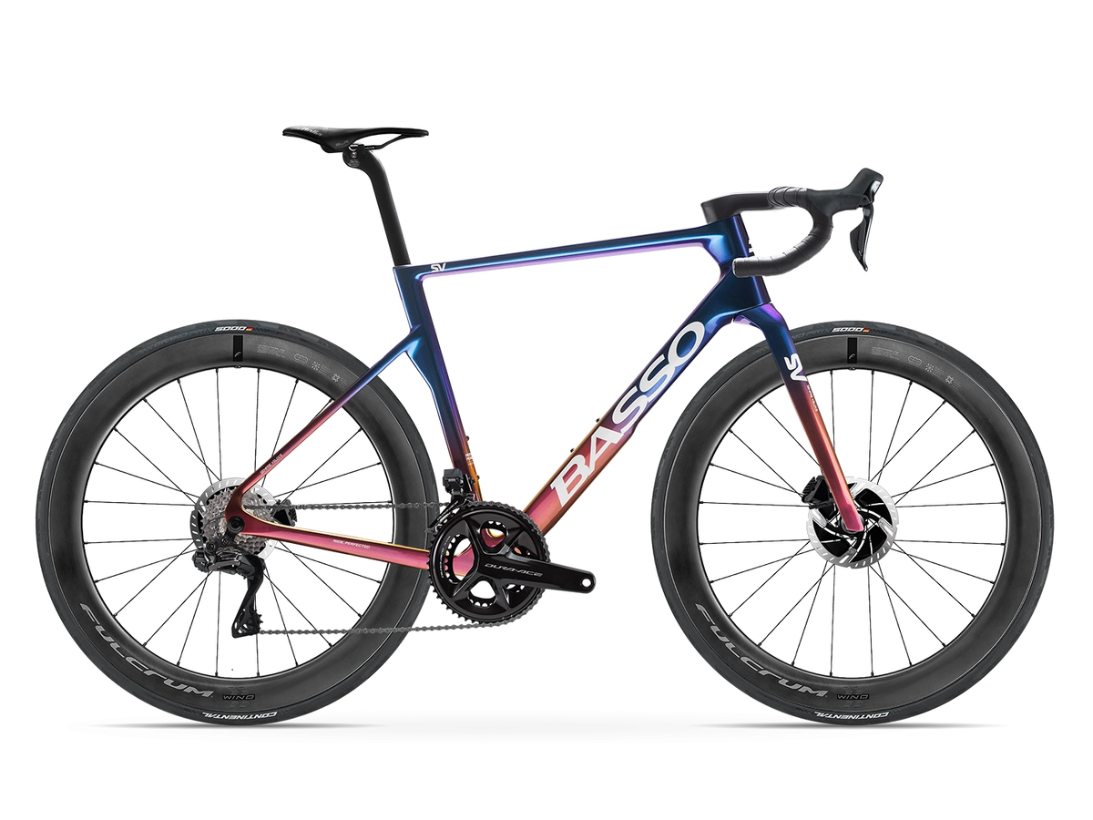 Bicicleta Basso SV Shimano Dura-Ace Di2 con ruedas Fulcrum Wind 57 — color Viola Galaxy