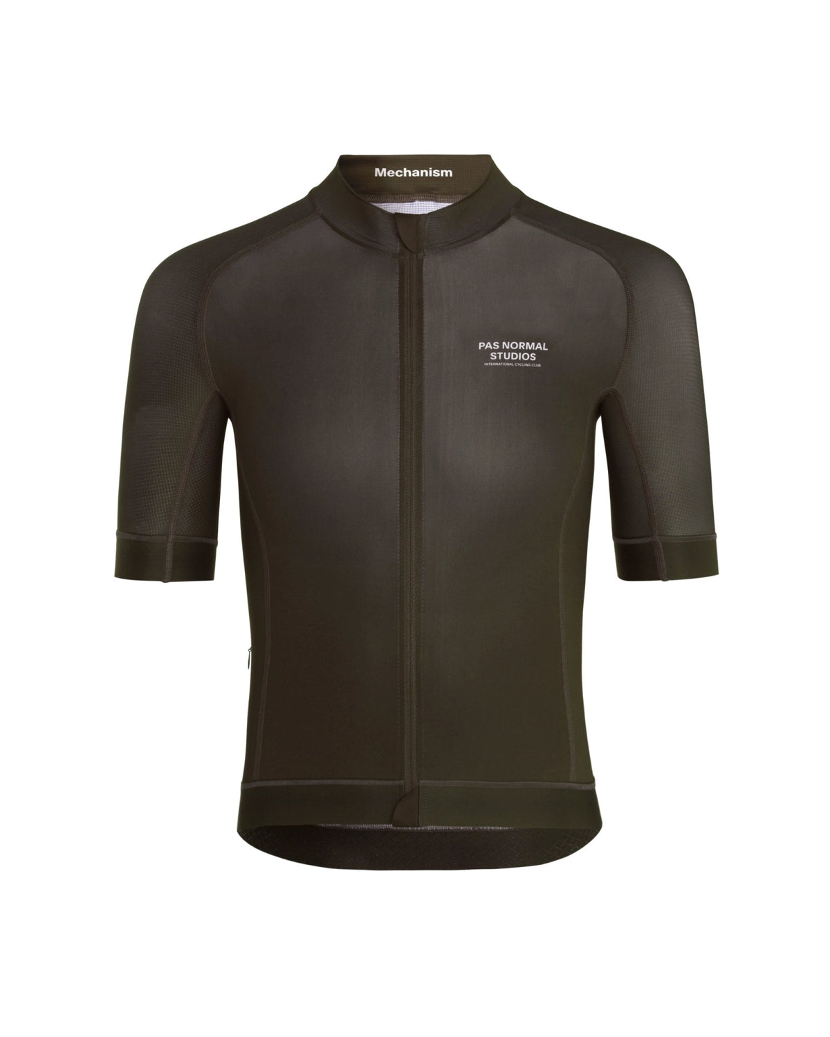 Maillot Corto Pas Normal Studios Mechanism en Dark Olive, producto plano sobre fondo #Color_Dark Olive