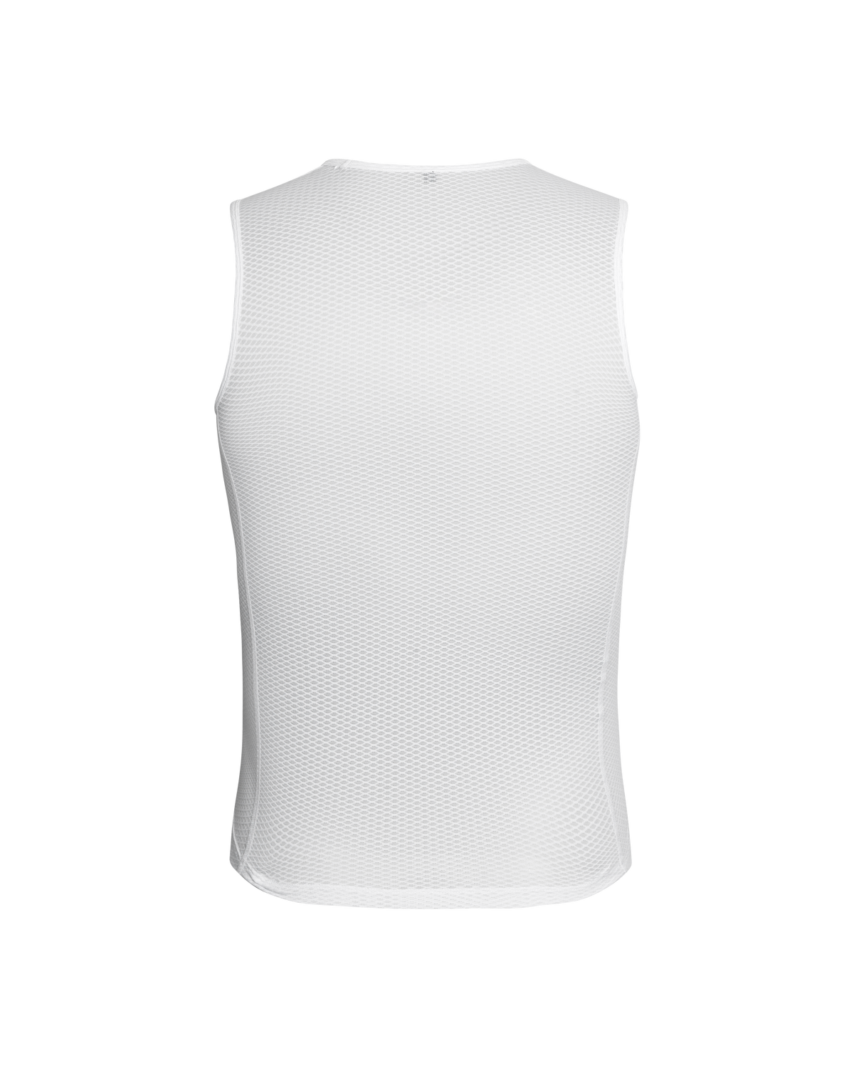 White JJJJound sleeveless cycling base layer, rear flat lay with mesh texture #Color_White