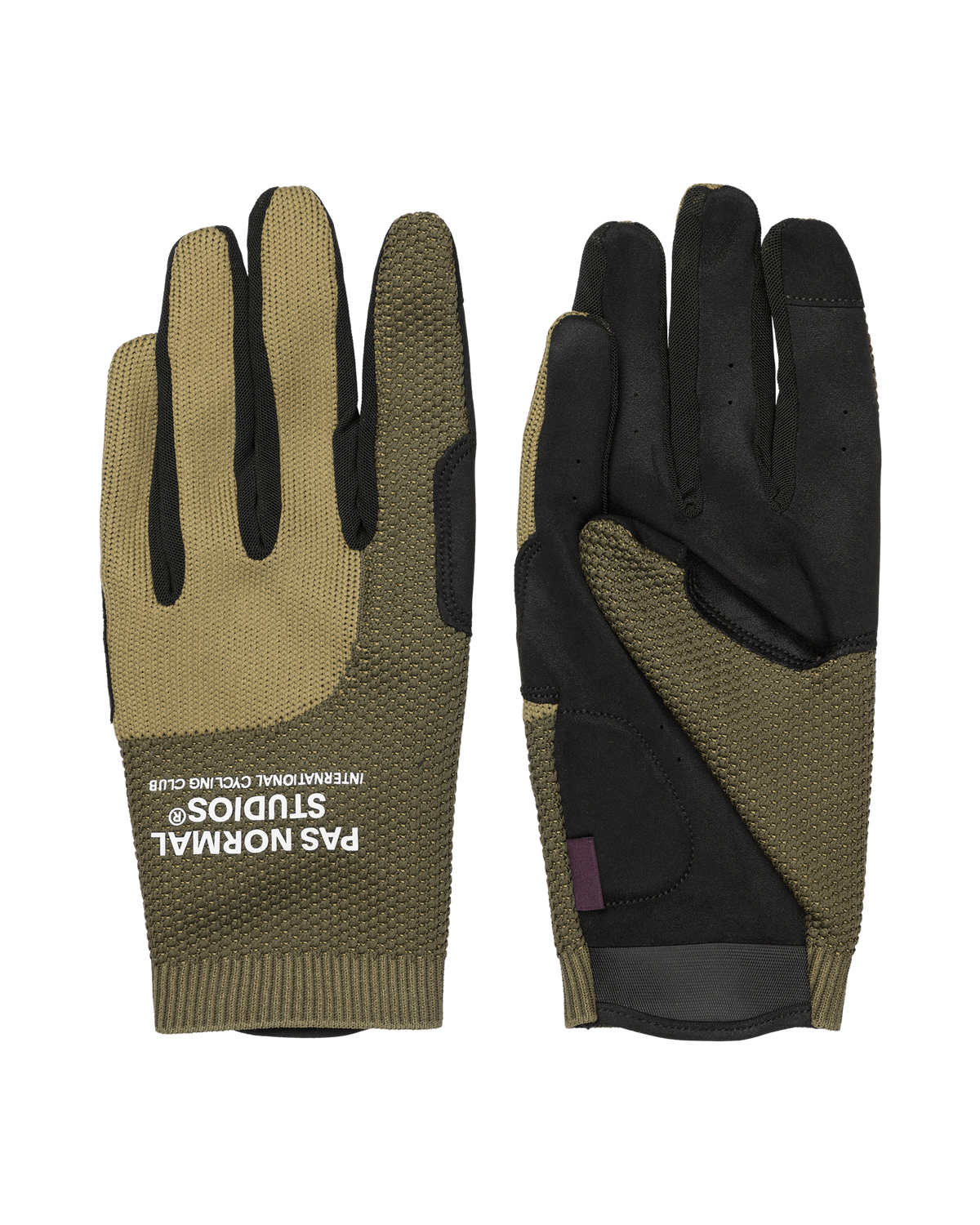 Earth Escapism gloves pair with textured palm and knit cuff #Color_Earth