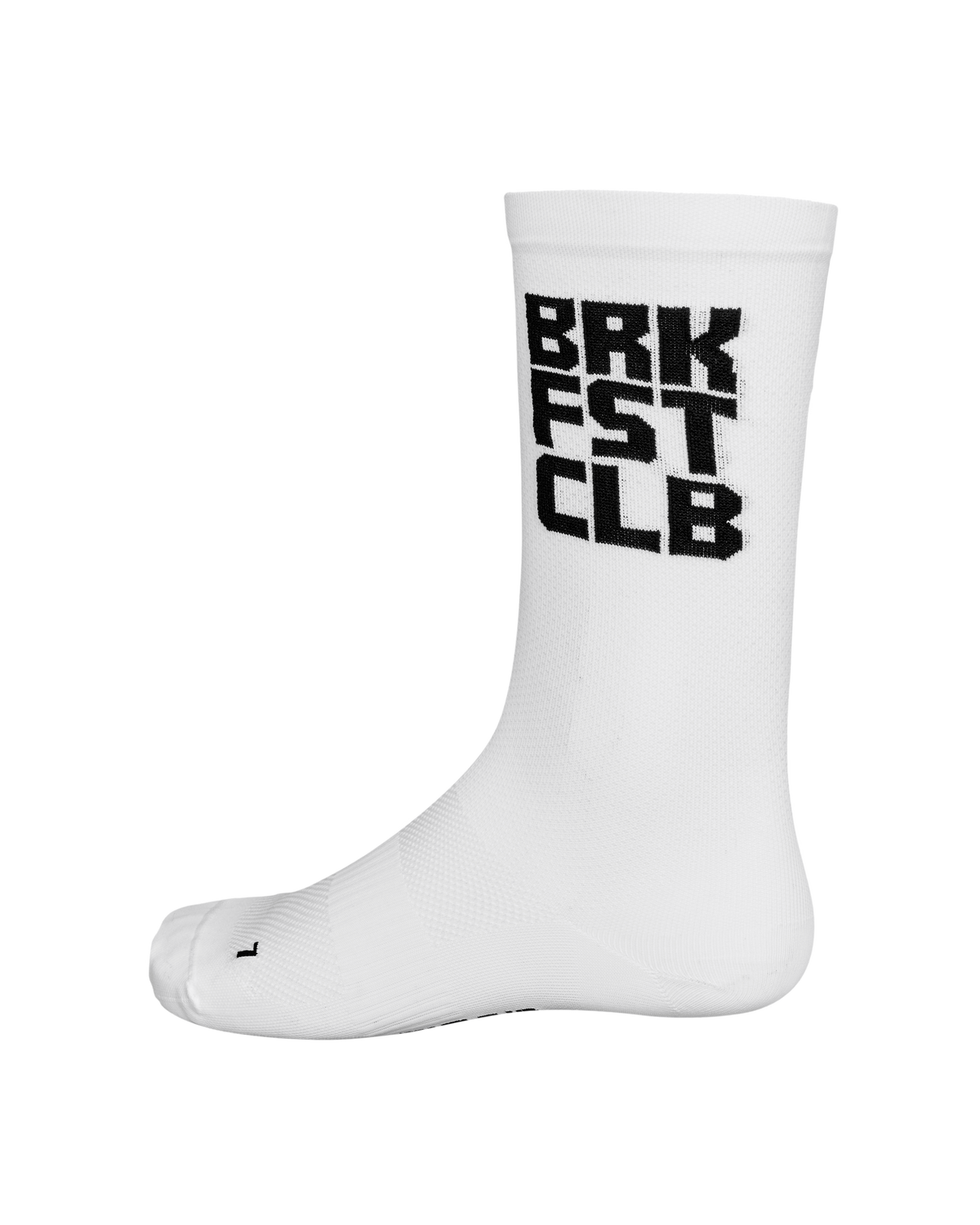 White Breakfast Club cycling socks with black text print #Color_White