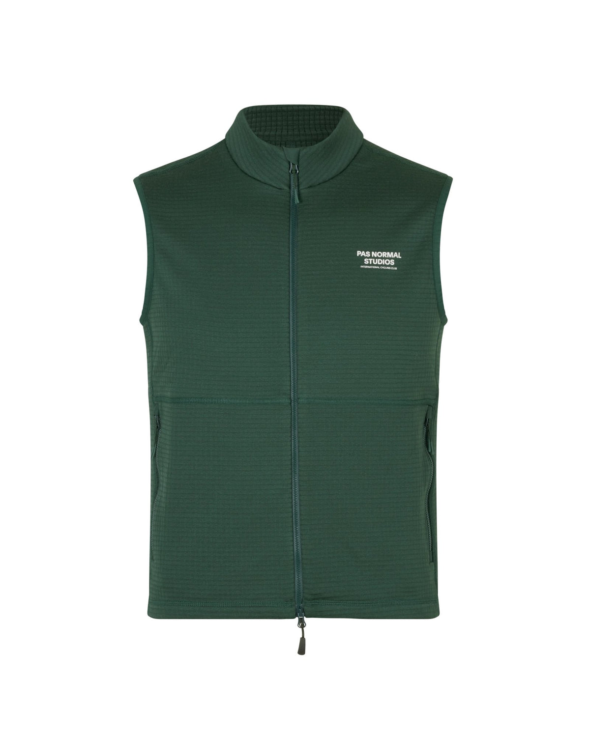 Chaleco de forro polar Pas Normal Studios Escapism Performance Fleece en Petroleum, vista frontal #Color_Petroleum