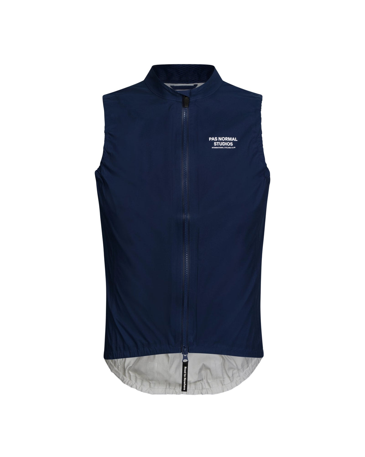 Chaleco impermeable Pas Normal Studios Mechanism Rain en Navy, vista frontal #Color_Navy