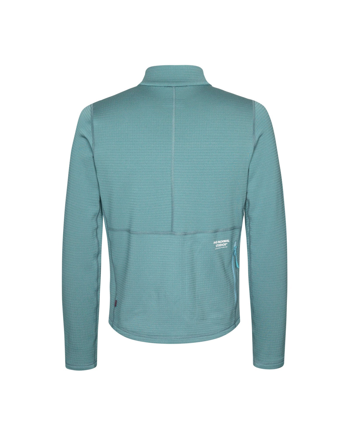 Chaqueta de forro polar Pas Normal Studios Escapism Performance Fleece en Dusty Blue, vista trasera #Color_Dusty Blue