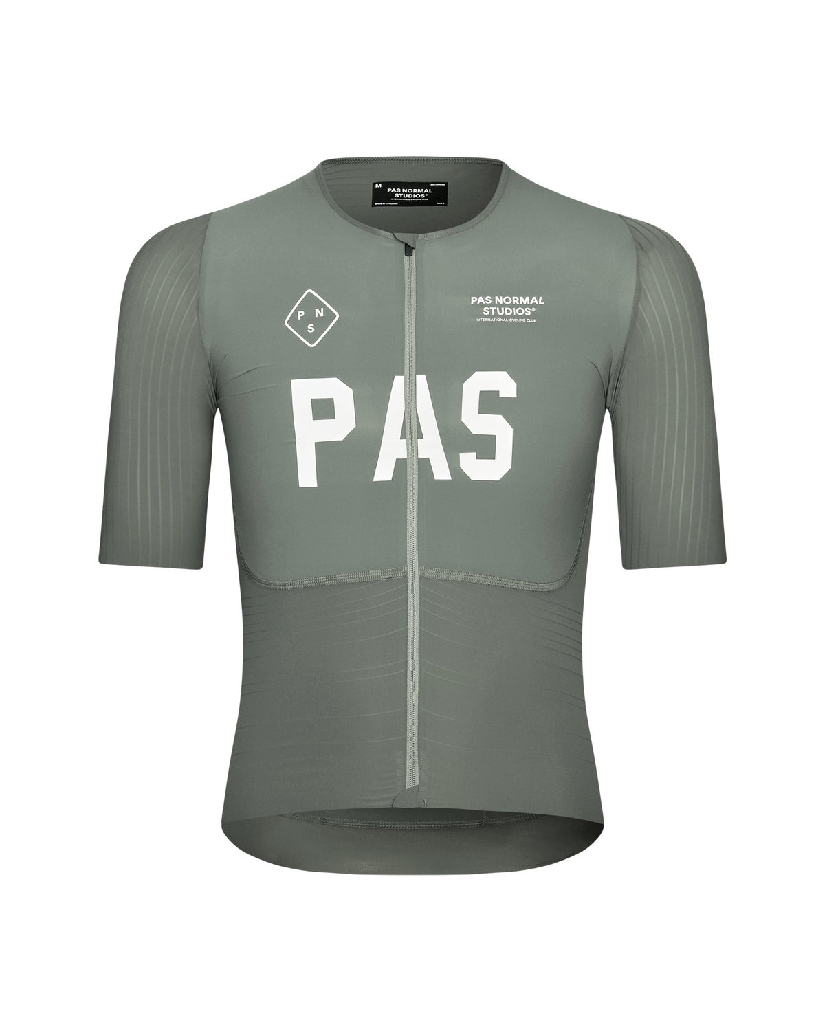 Maillot corto Pas Normal Studios PAS Mechanism Pro en Grey Moss, vista frontal #Color_Grey Moss