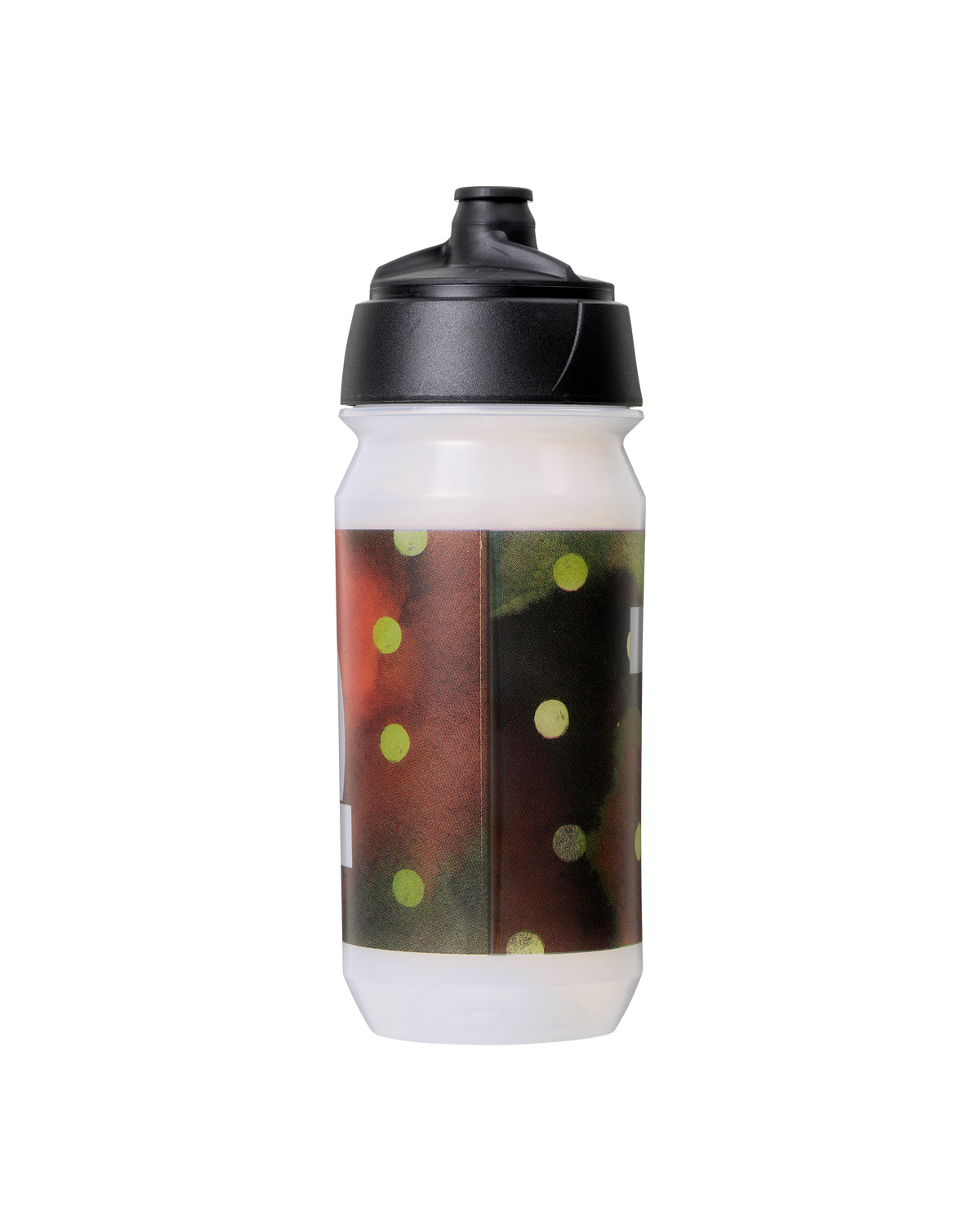 Brown T.K.O. Bidon cycling bottle with yellow dot print on black cap #Color_T.K.O. Brown