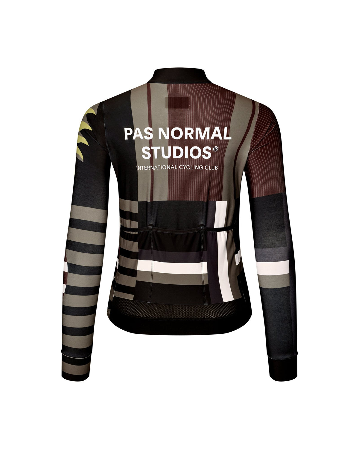 Maillot Largo Mujer Pas Normal Studios Mechanism en AOP International Dark Olive, vista trasera #Color_AOP International Dark Olive