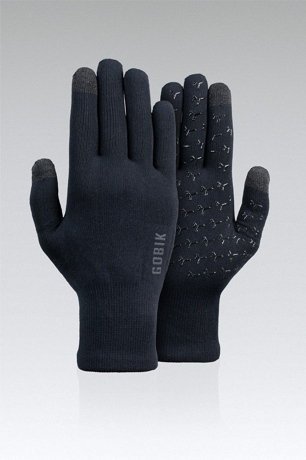 Guantes Gobik Hyperguard en True Black, bodegón del par de guantes largos térmicos negros #Color_True Black