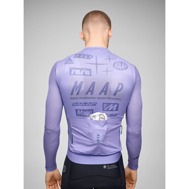 Maillot Largo Maap Drome Pro Air LS Jersey 3.0 en Lavender, modelo, vista trasera o lateral #Color_Lavender