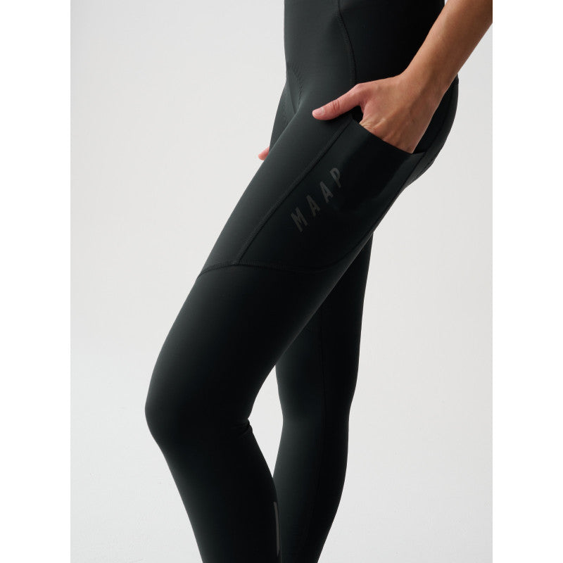 Culotte Largo Mujer Maap Team Bib Evo Cargo Tights en Black, detalle lateral #Color_Black