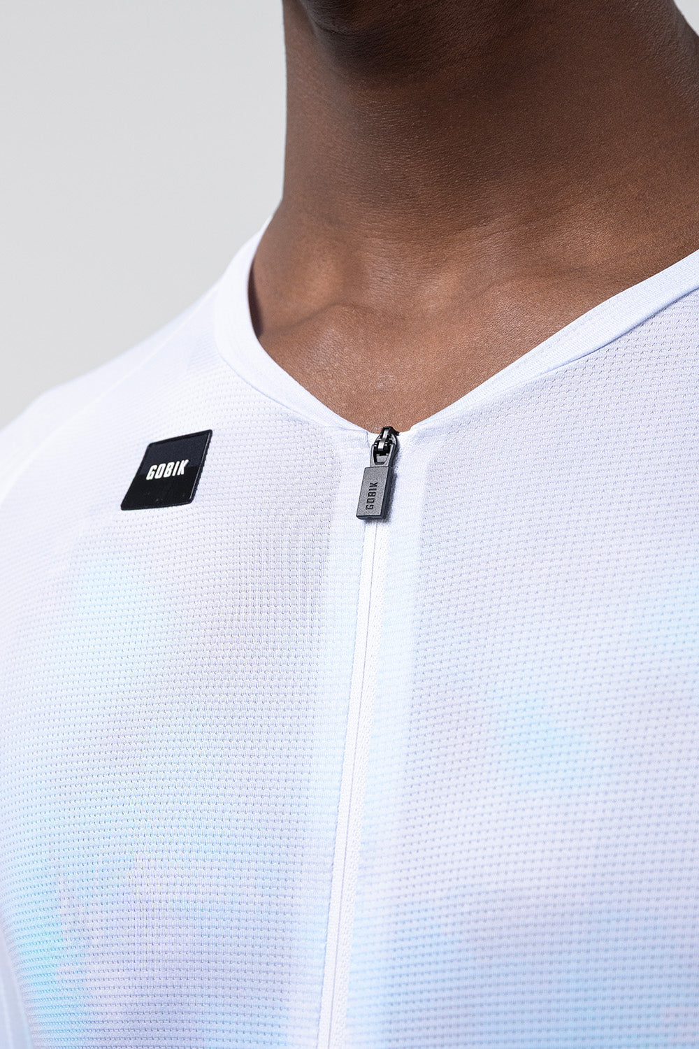 Maillot Gobik Reactive en Gossy, detalle del cuello y la cremallera #Color_Gossy