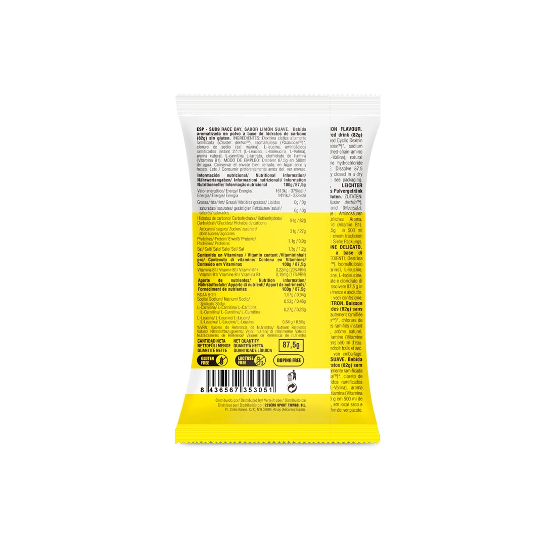 Bebida Energetica 226ERS Sub9 Race Day Soft Lemon Flavour Monodosis